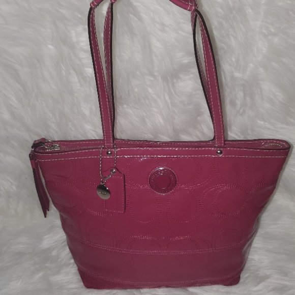 💯 Authentic COACH👛Stitched Signature Leather Tote - Picture 2 of 8